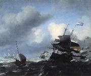 Ludolf Backhuysen Seascape with Ships oil painting reproduction